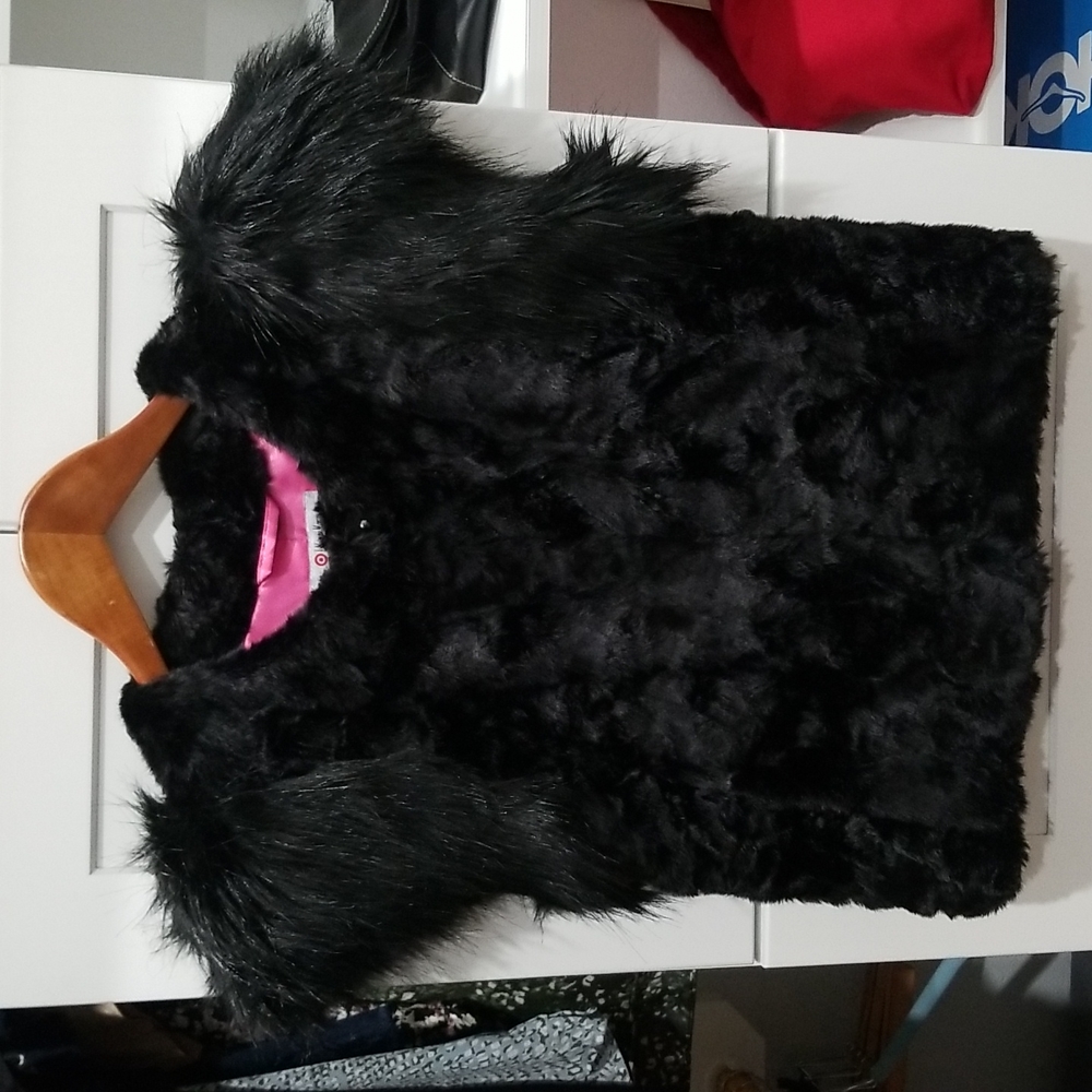 Fun Women's Vest in Faux Fur, Black Size S